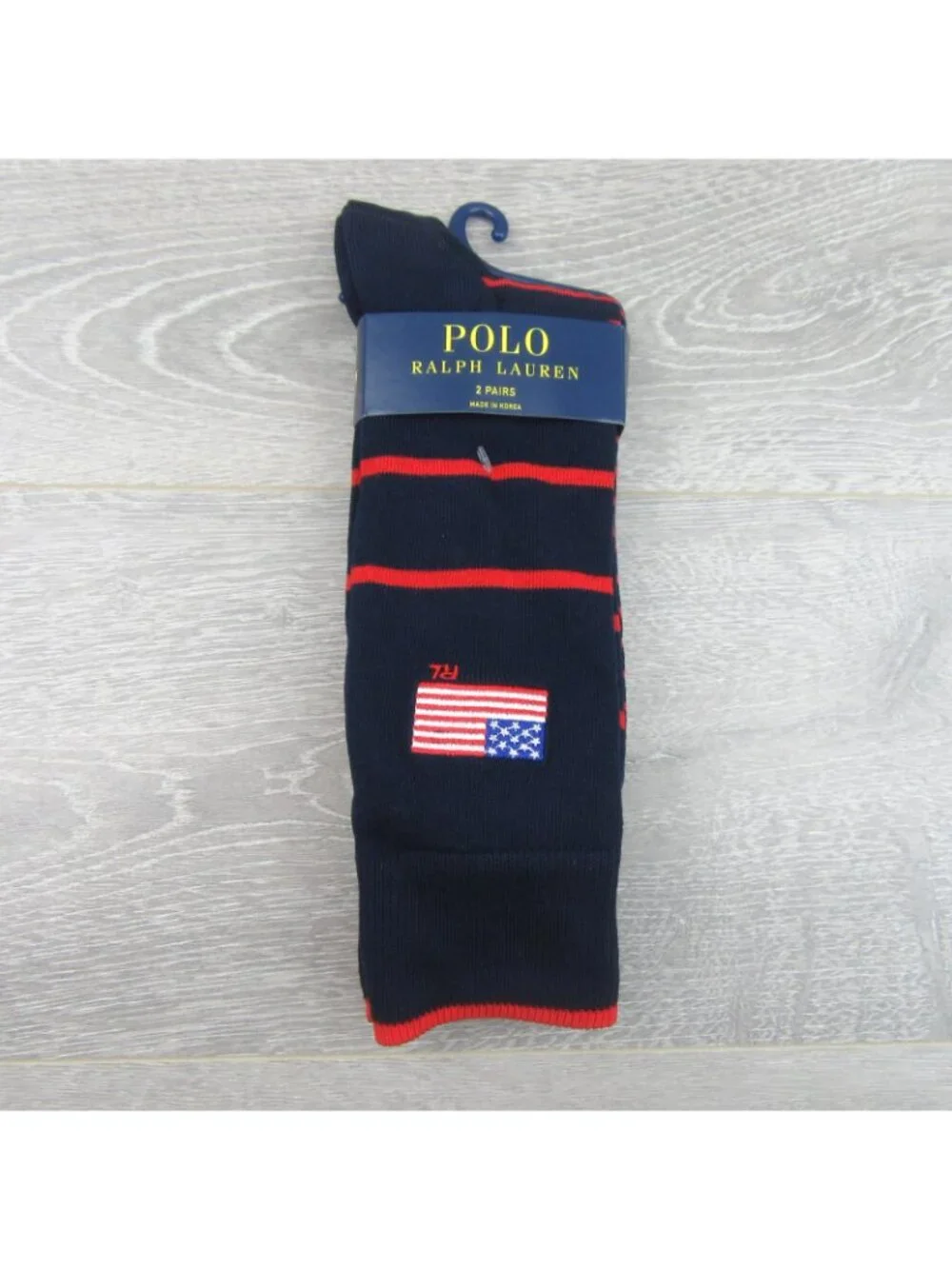 Polo Ralph Lauren Striped USA Flag Socks Men's Size 6-12.5 (2 PAIRS) NEW